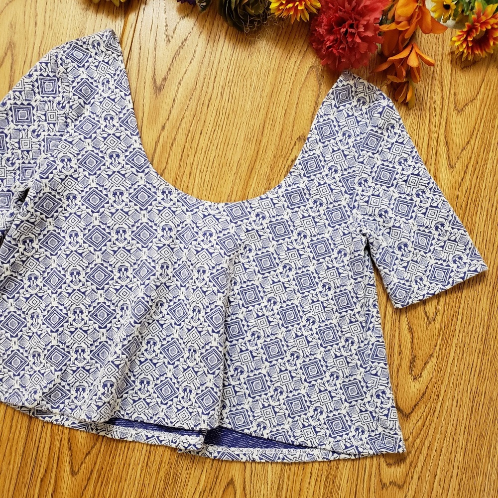 Better Be Blue White Parachute Crop Top